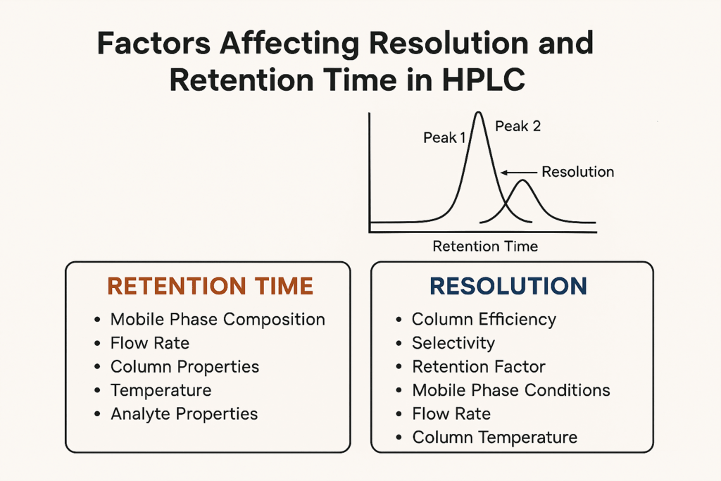 What factors affect the resolution and retention time in HPLC ...